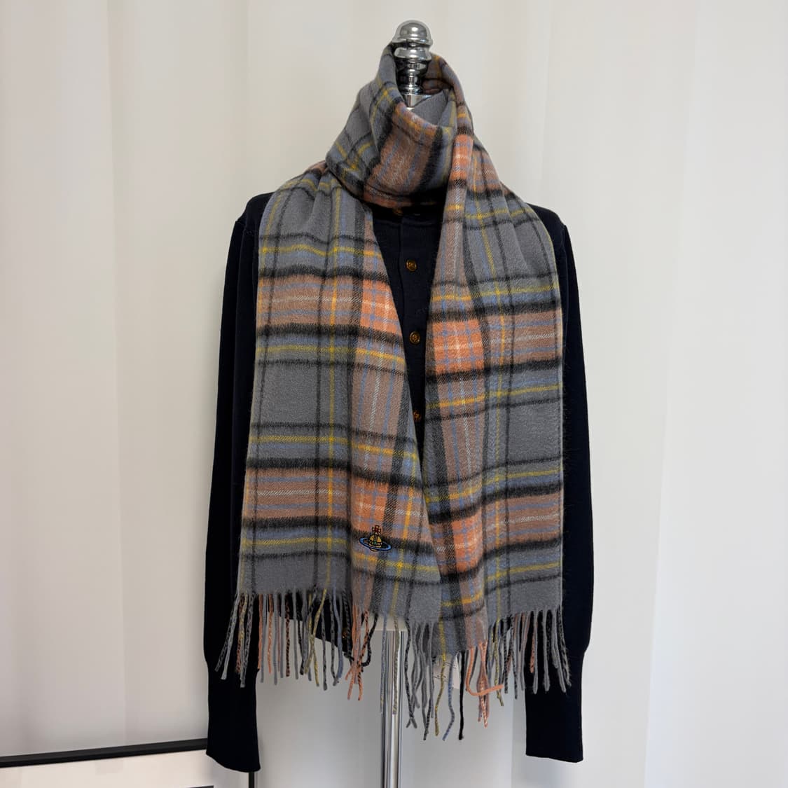 비비안웨스트우드 캐시미어 체크 머플러 새상품 상품이미지6