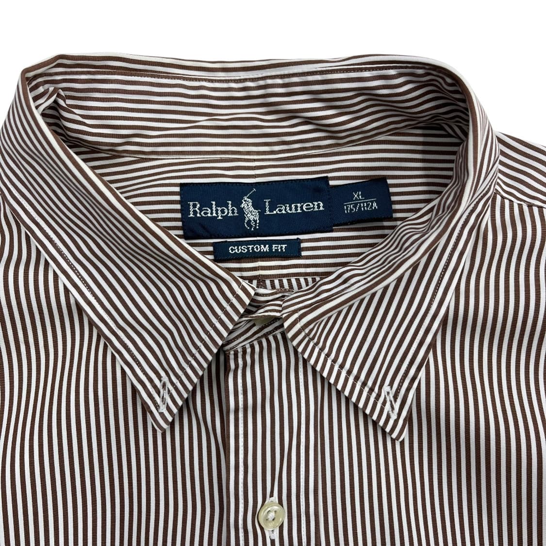 폴로 랄프로렌 네이비포니 초코맛 세로 단가라 셔츠 XL 상품이미지5