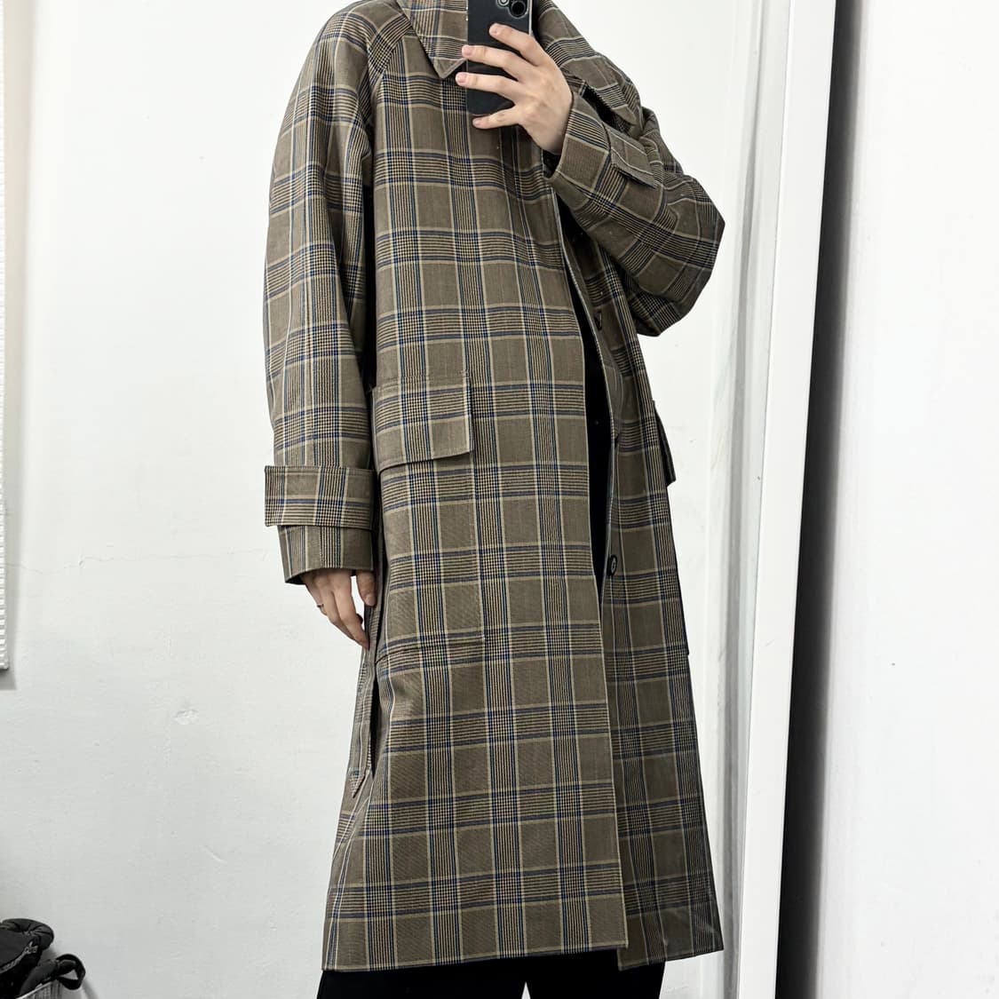 솔리드옴므 체크 롱 트렌치 코트 상품이미지2