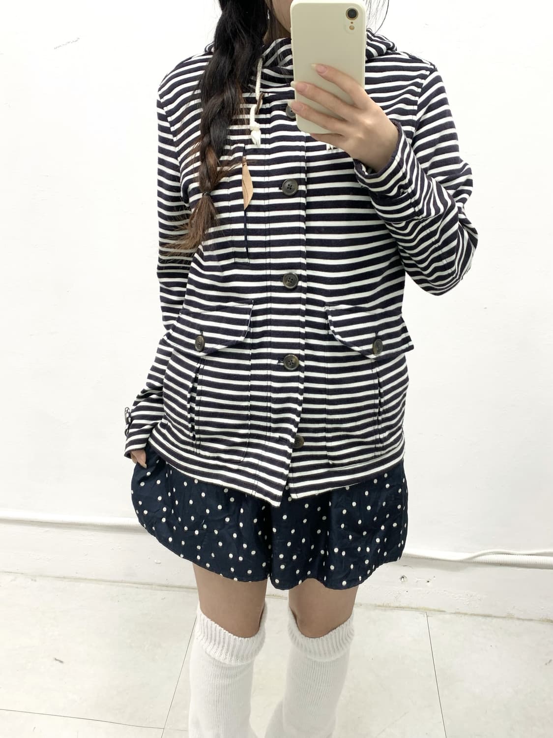 네이비 스트라이프 후드집업 상품이미지4