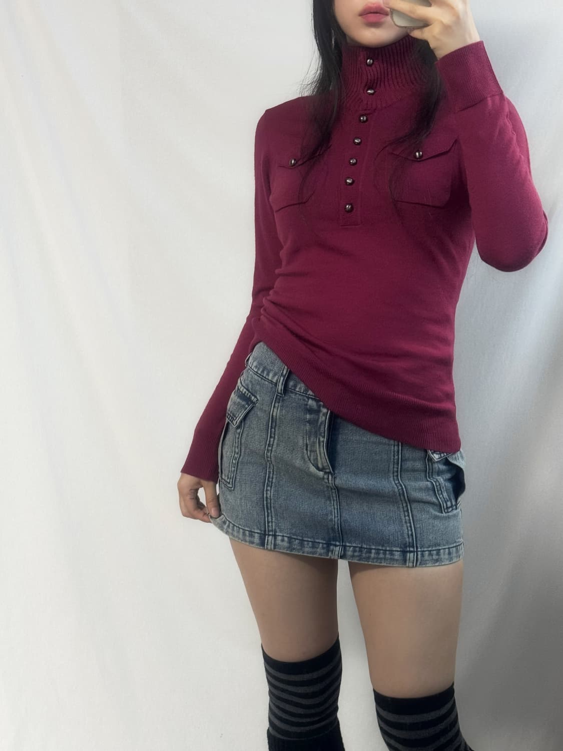 (미사용) 벨티드 워싱 로우 라이즈 데님 스커트 상품이미지10