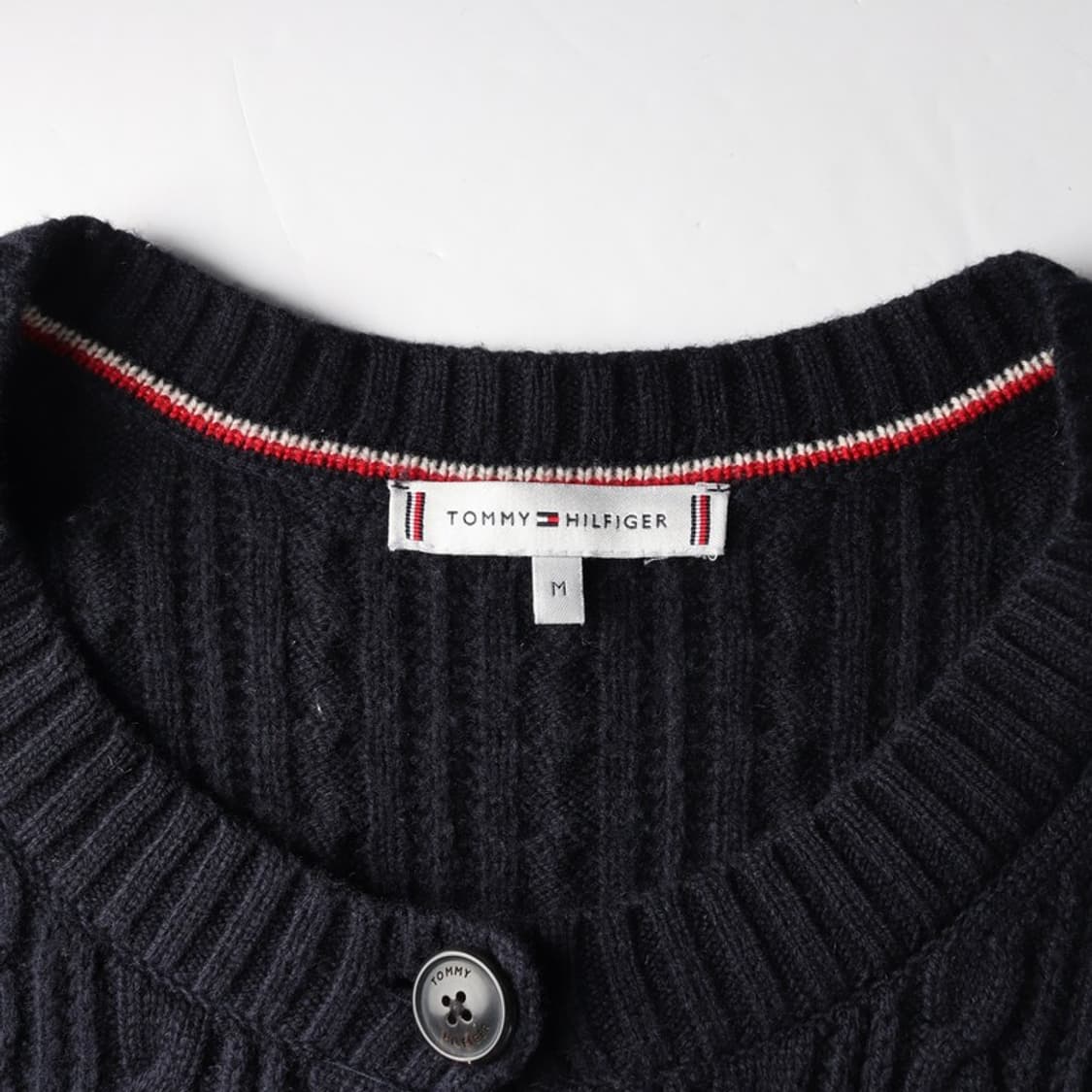 타미힐피거 클래식 케이블 꽈배기 가디건 네이비 M 상품이미지5