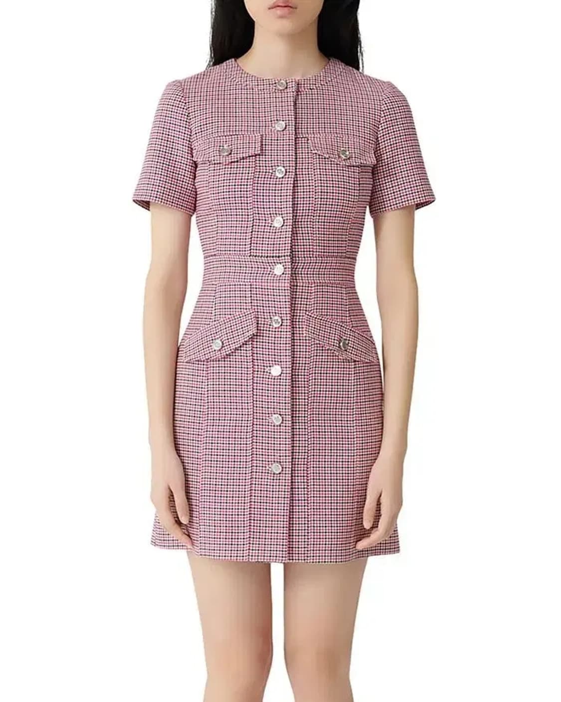 (새상품) 마쥬 하운드투스 패턴 핑크 원피스 34사이즈 상품이미지2