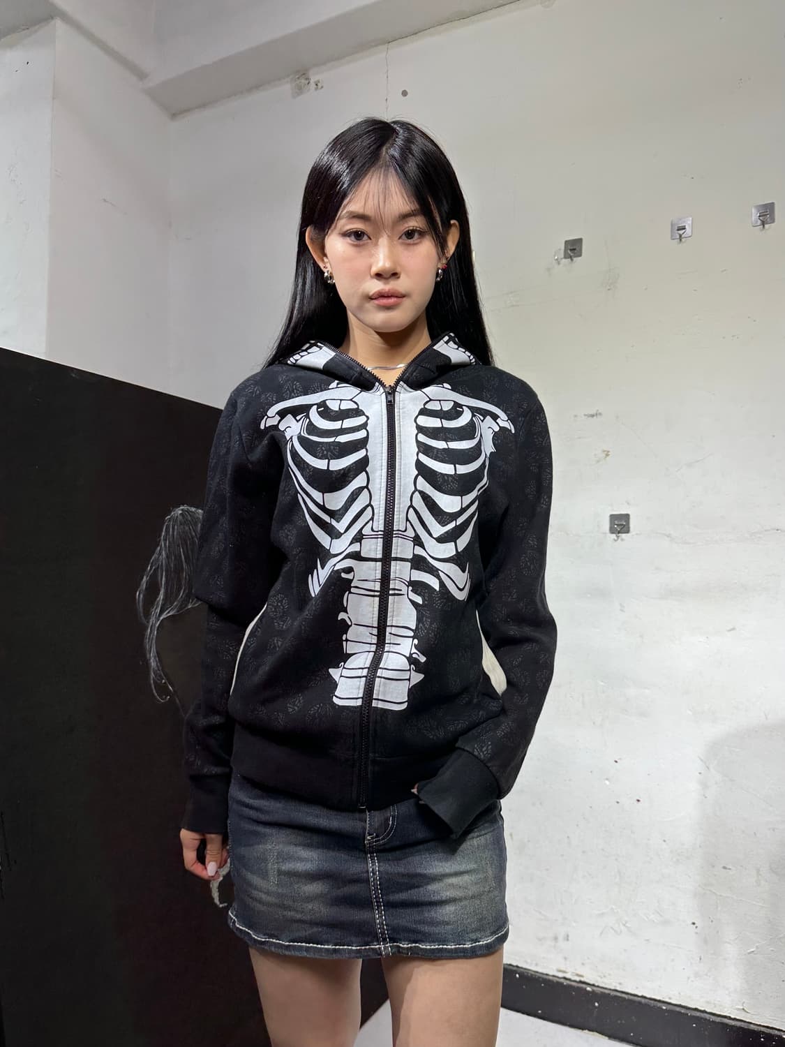 Jpn 일본빈티지 해골 풀오버 펑크 집업 져지 상품이미지4