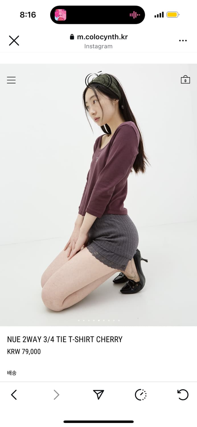 콜로신스 NUE 2WAY 3/4 TIE T-SHIRT CHERRY 상품이미지5