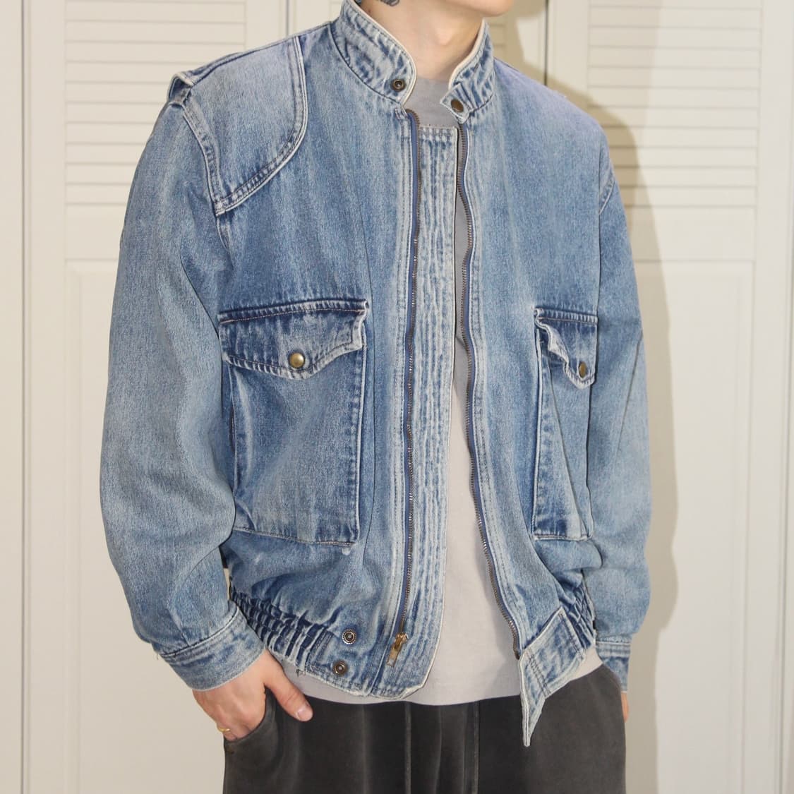 Vintage Denim Bomber Jacket 상품이미지6