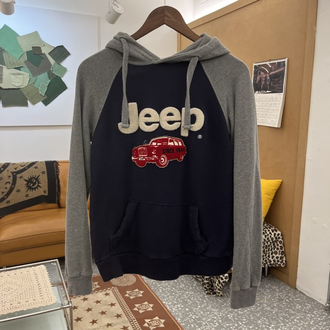 지프 레트로 캐주얼 키치 뽀글이 빅로고 후드티 S C10051 상품이미지3