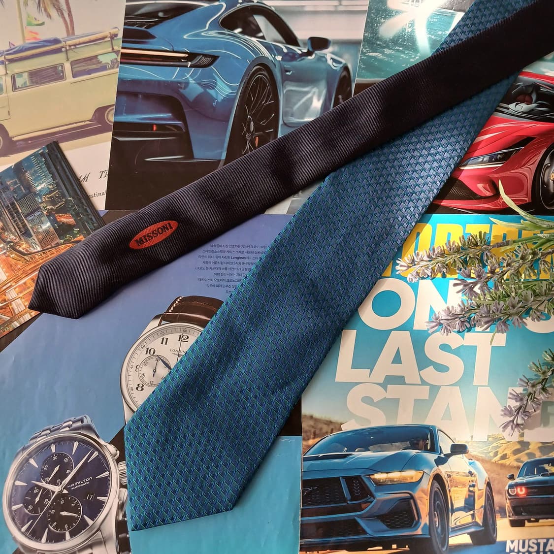 미쏘니 실크 블루 텍스처 넥타이 8.3cm A+등급 A19336
 상품이미지5