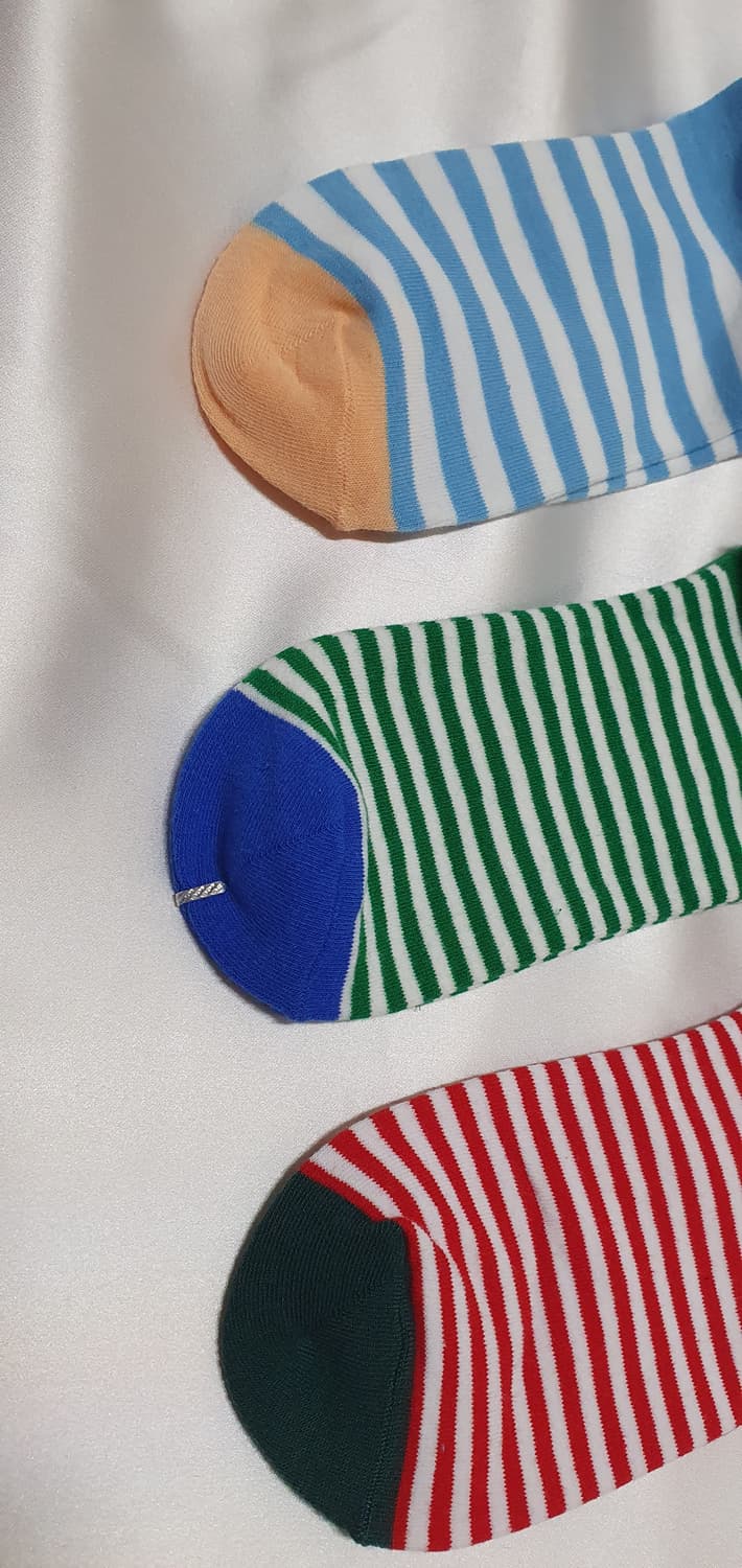 스킨 블루 그린 레드 스트라이프 Bonne Maison 본메종 양말 상품이미지2