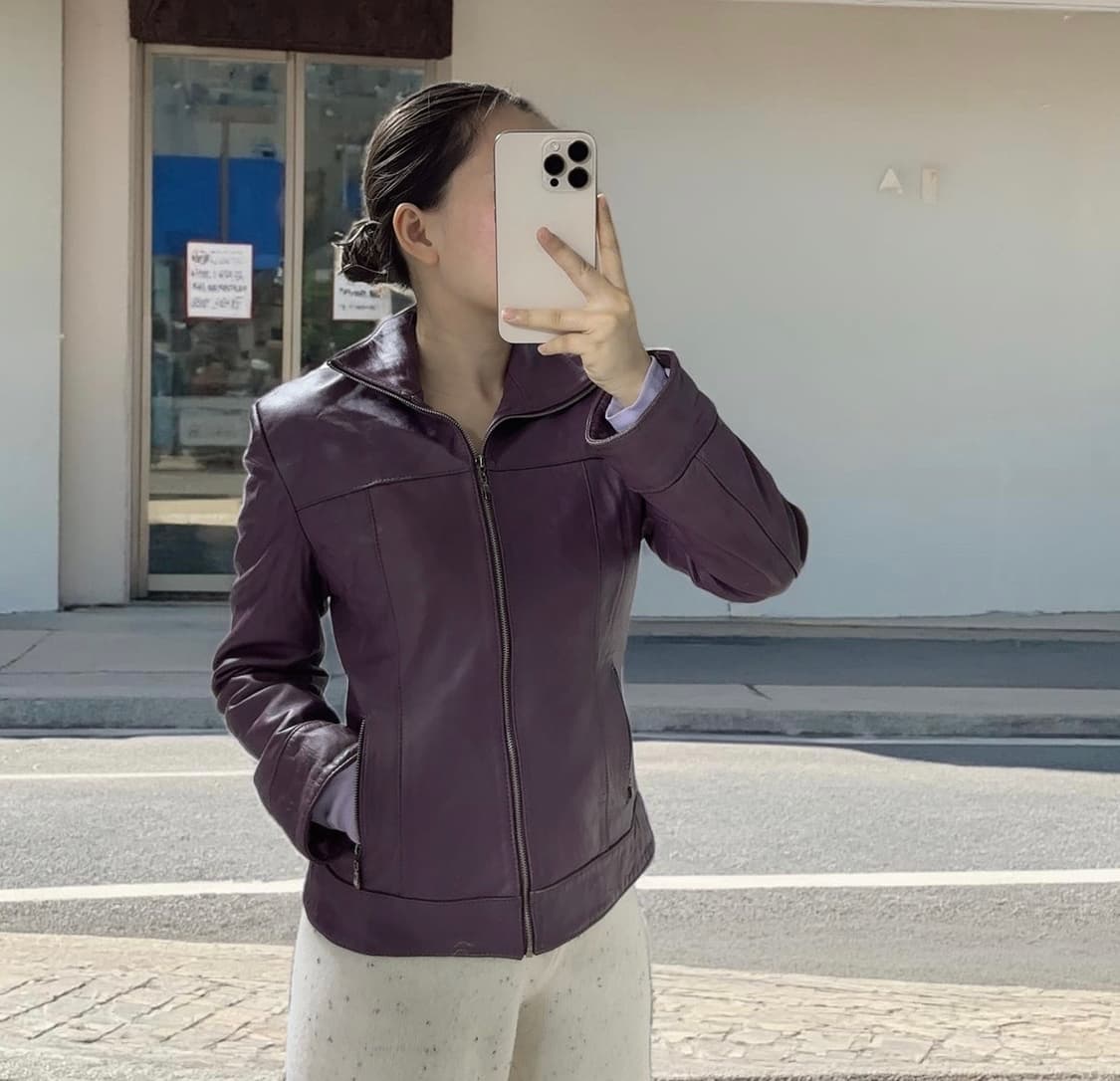 빈티지 가치 다크 보라 양가죽자켓 상품이미지6