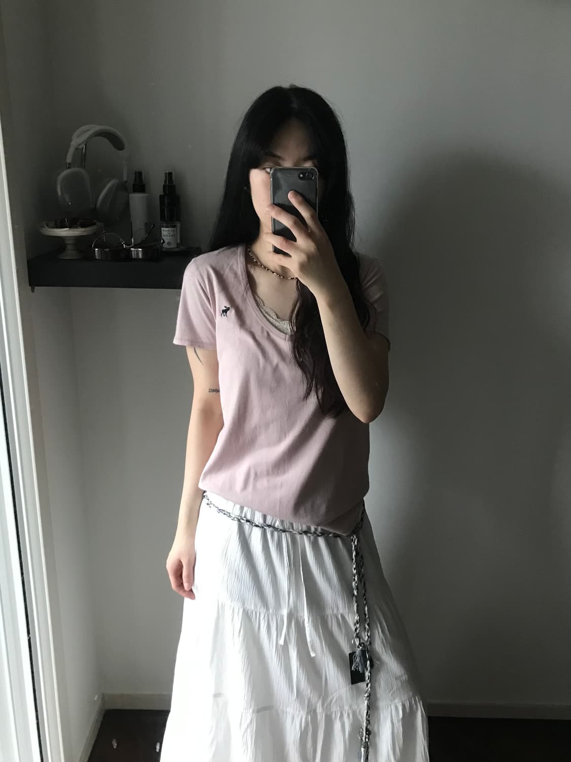 아베크롬비 산양 로고 핑크 브이넥 반팔티 상품이미지4