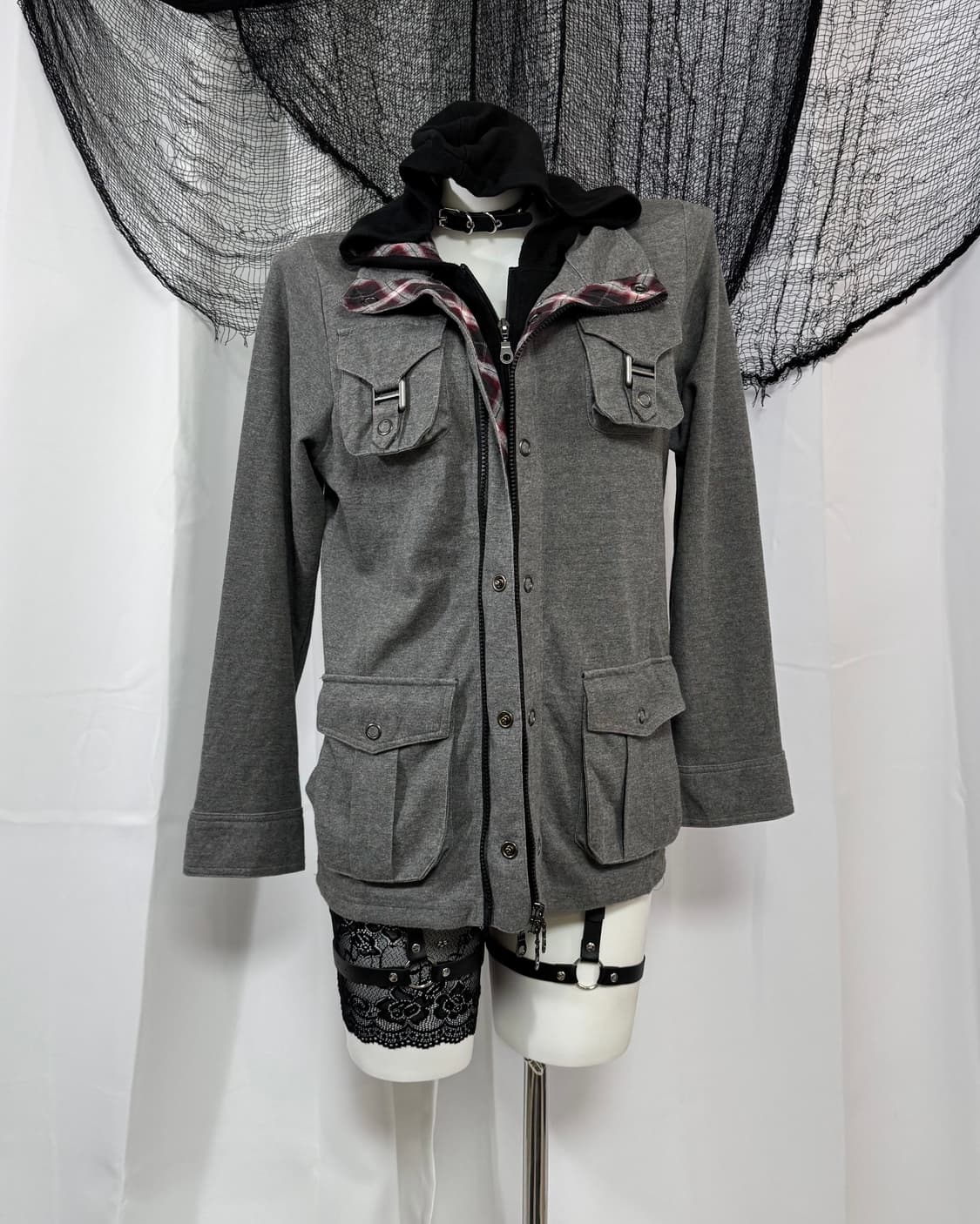 check buckle hood zip-up 상품이미지1