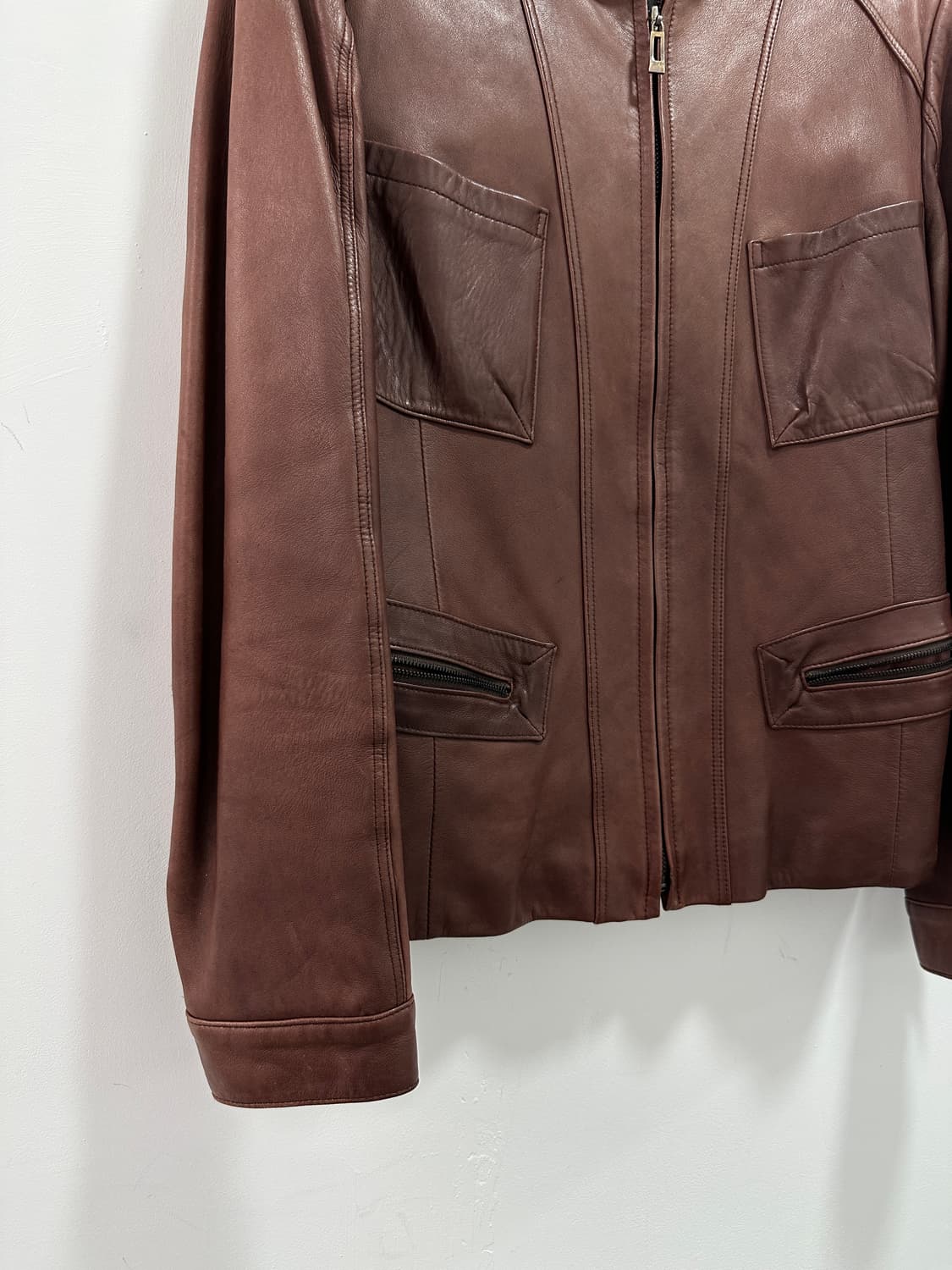 Red brown pocket lambskin jacket 상품이미지7