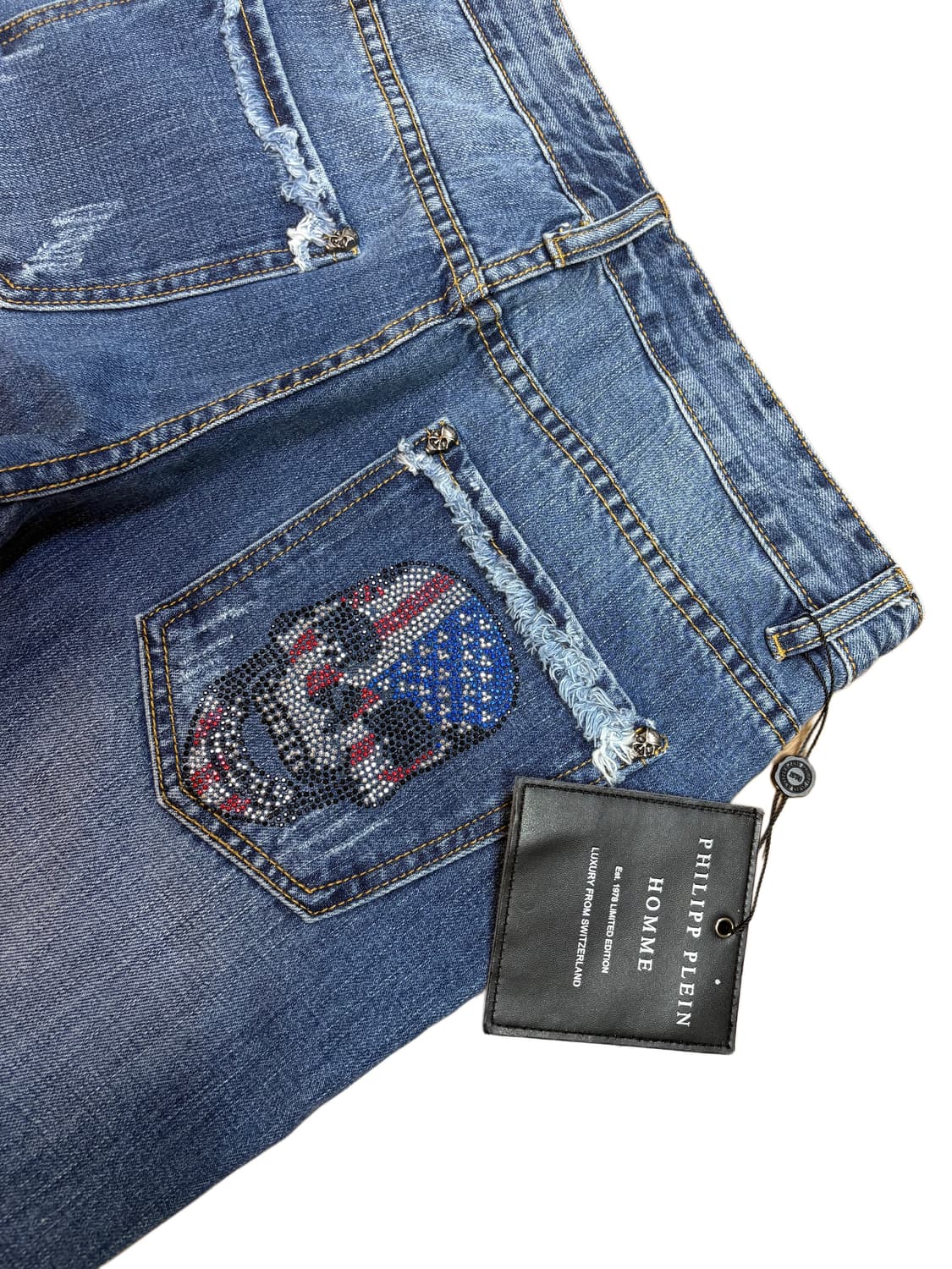 필립플레인 스컬 성조기 큐빅 데님 팬츠 상품이미지1