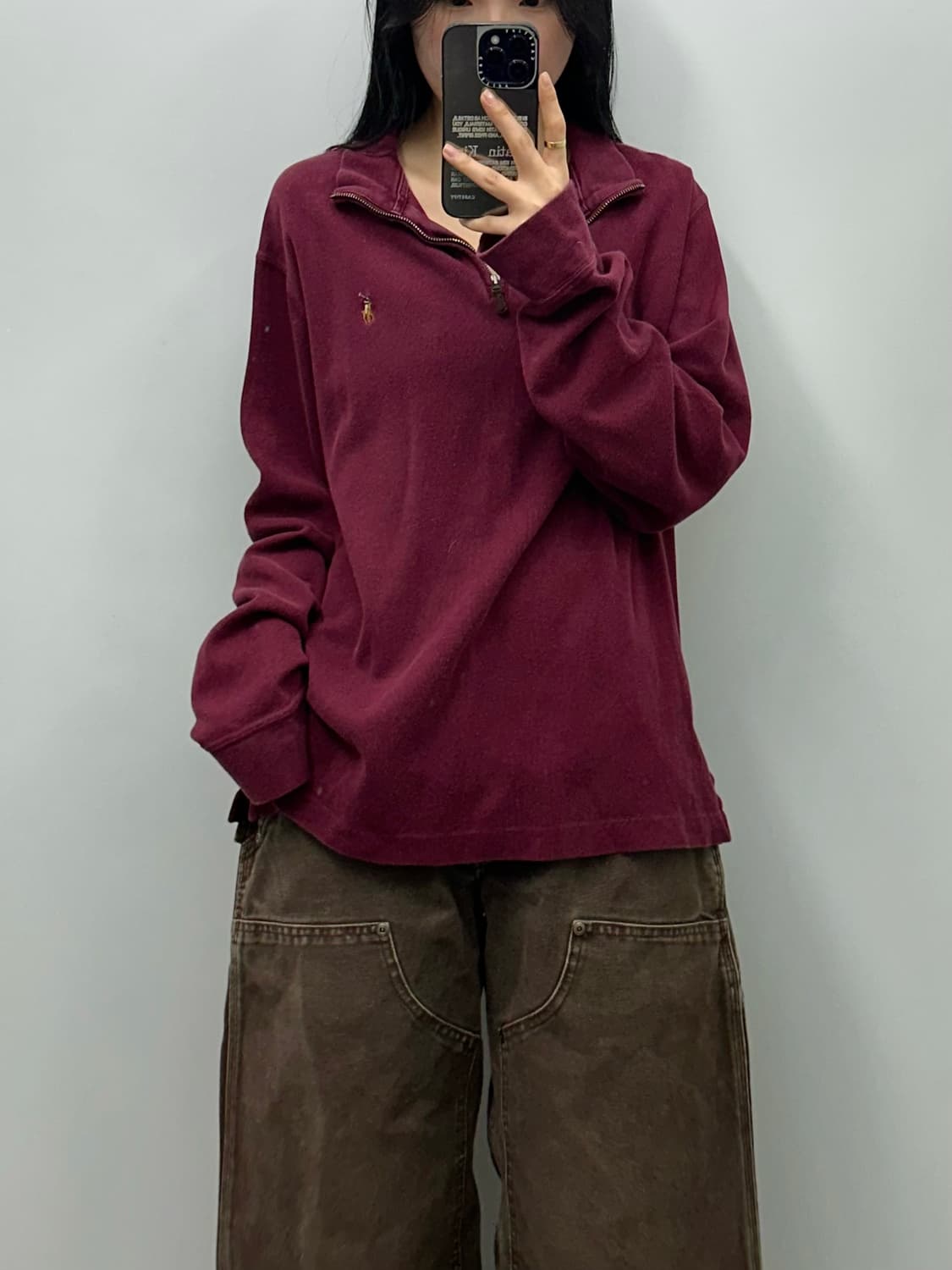  폴로 랄프로렌 QR 신형 버건디 반집업 니트 상품이미지1