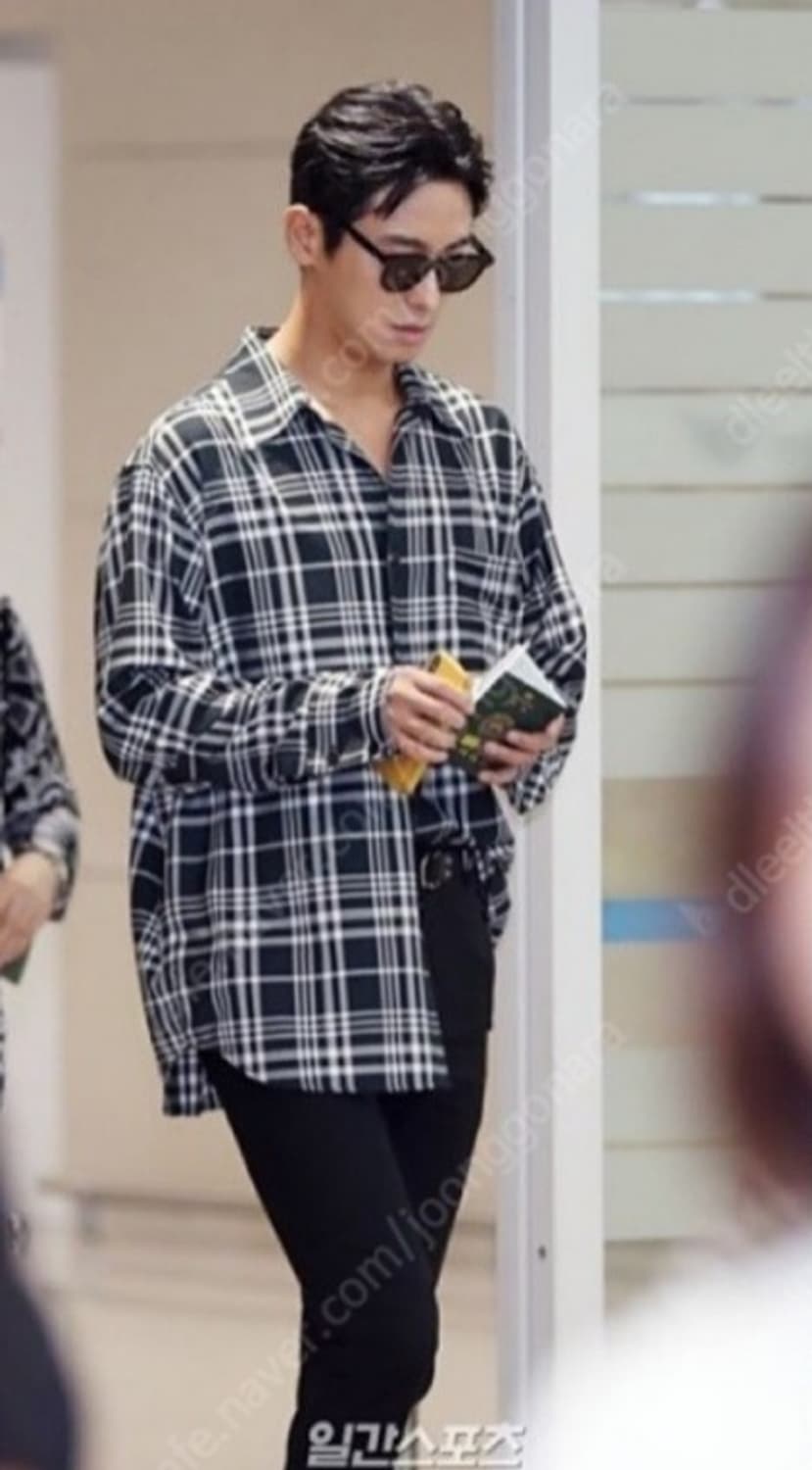 타임 옴므 블랙  체크 린넨 셔츠  상품이미지1