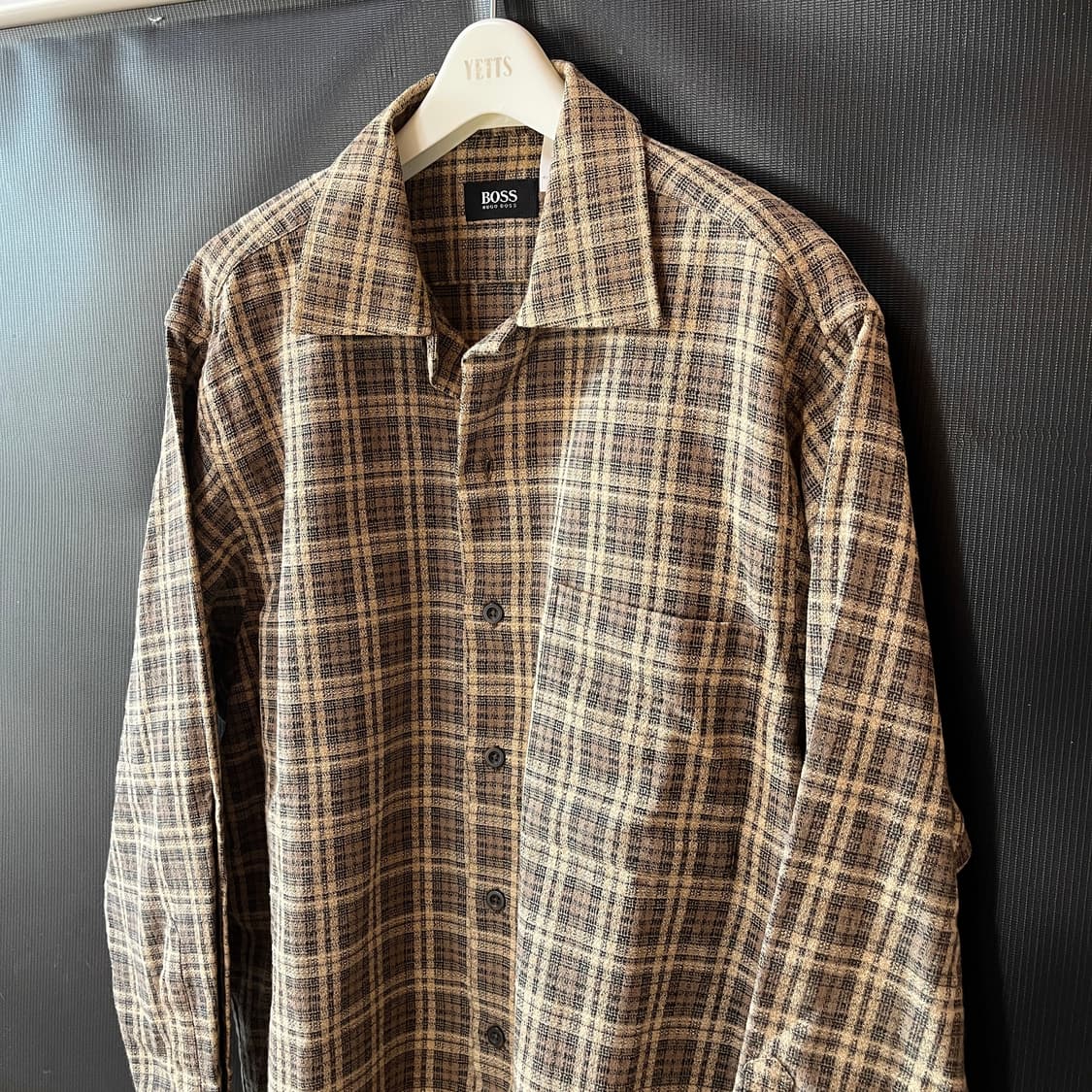 L) 90s BOSS Made in Italy 텍스처드 체크 셔츠 상품이미지4