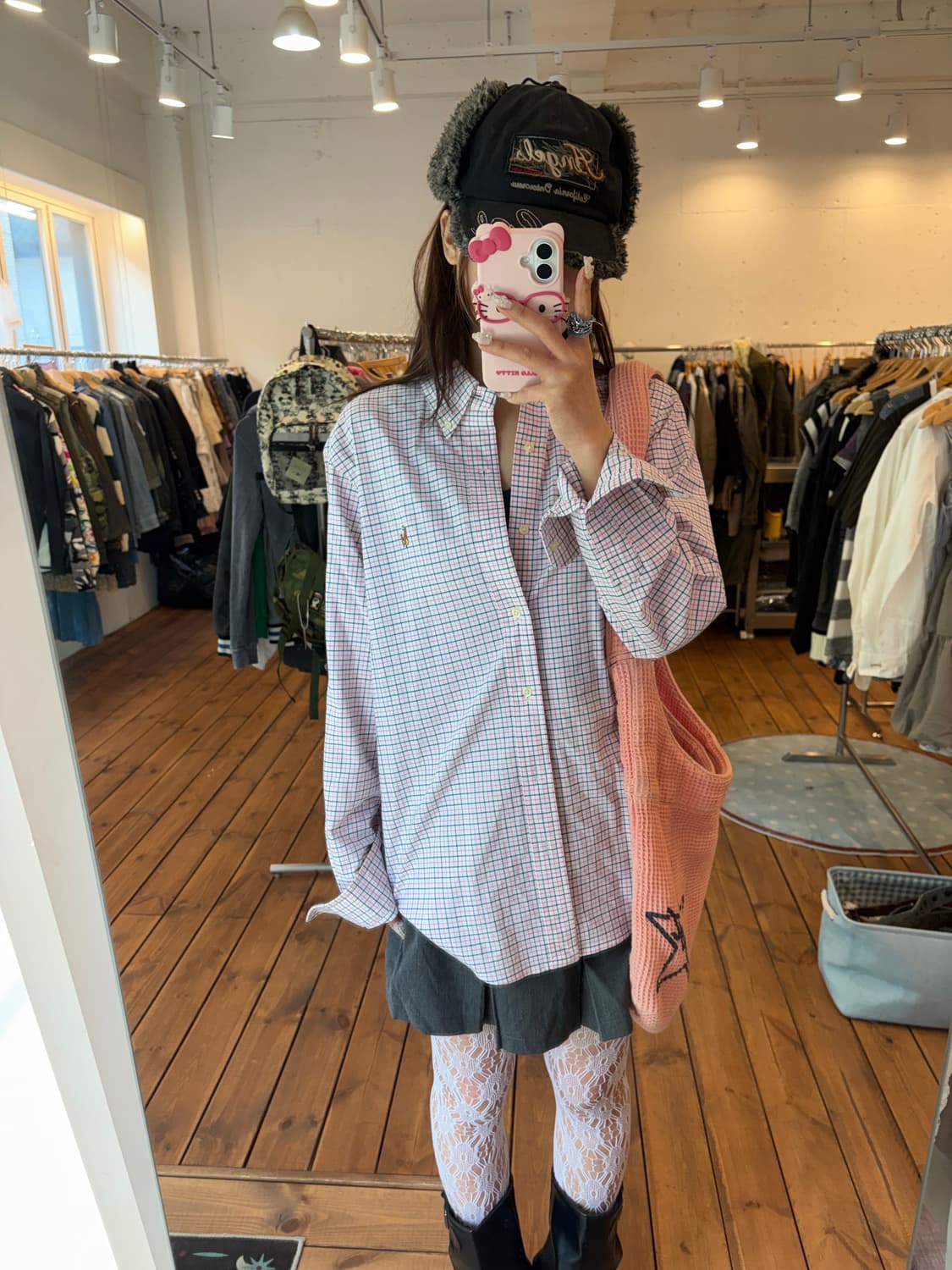 폴로 핑크 체크 셔츠 상품이미지2