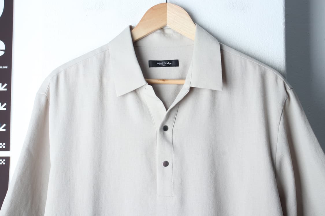 (XL-2XL) 마인드브릿지 반팔 카라 티셔츠 브이넥 베이지-H33032 상품이미지3