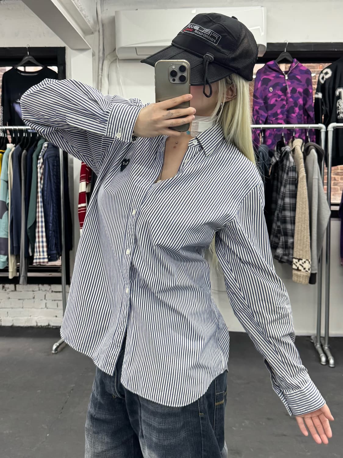 꼼데가르송 블랙와펜 스트라이프 셔츠 상품이미지5