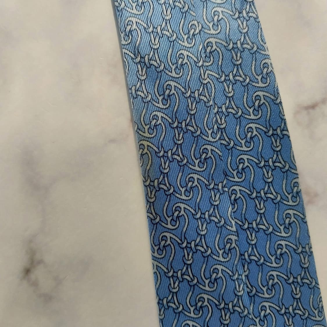 에르메스 실크 스카이블루 체인 패턴 넥타이 9.5cm B등급 K1373
 상품이미지10