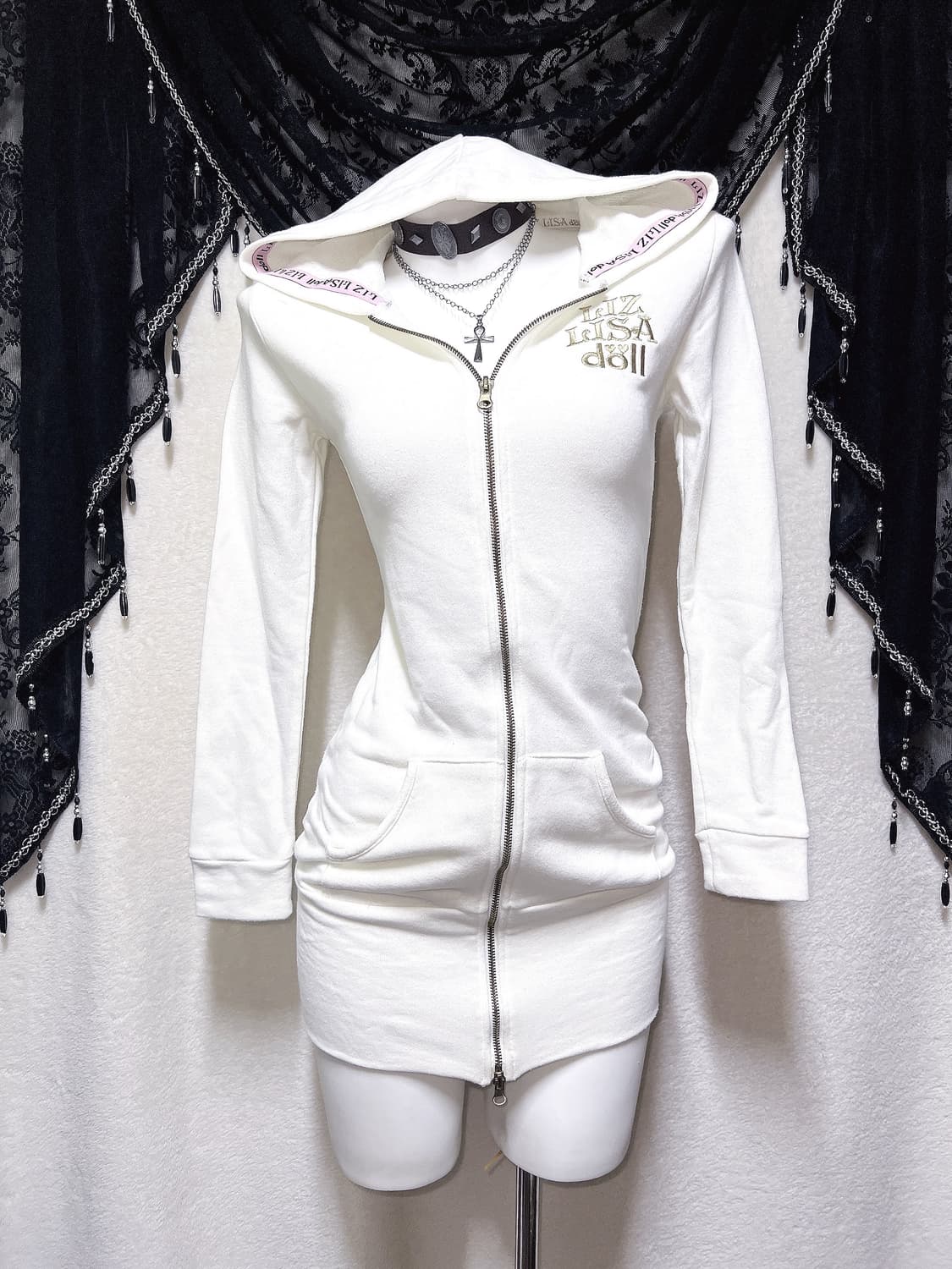 리즈리사돌 오네갸루 펑크 레터링 투웨이 후드집업 원피스 y2k 핀터 00 상품이미지1