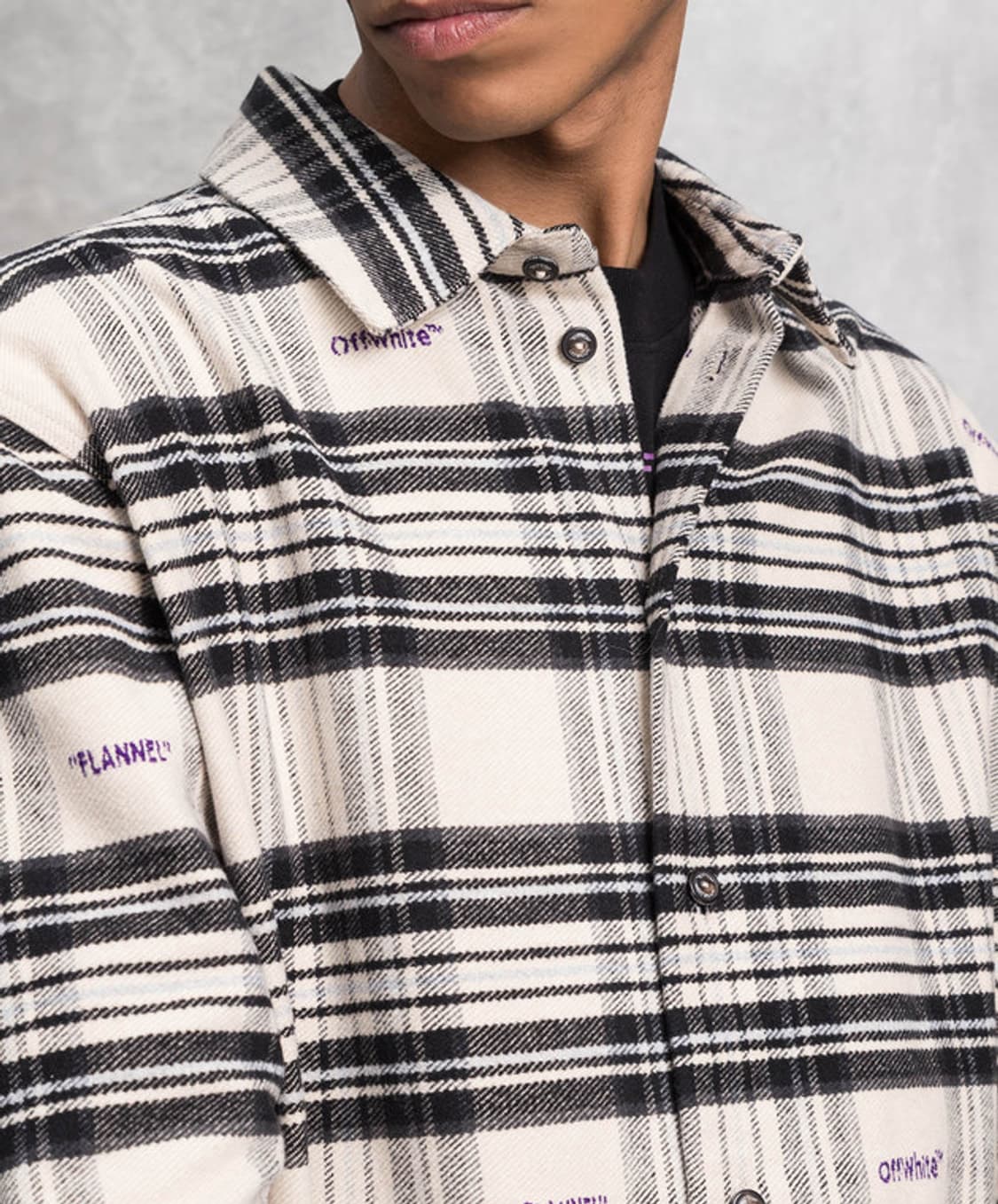 XS) 오프화이트 플란넬 플레이드 체크 셔츠 상품이미지2