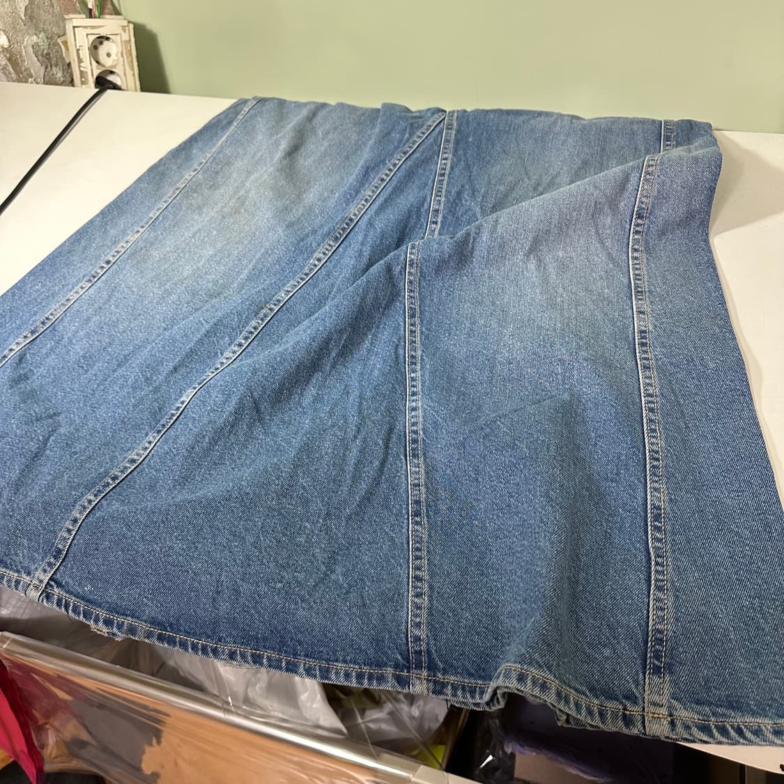 우먼XL 자라 우먼 A라인 빈티지워시드 롱 데님스커트 상품이미지3