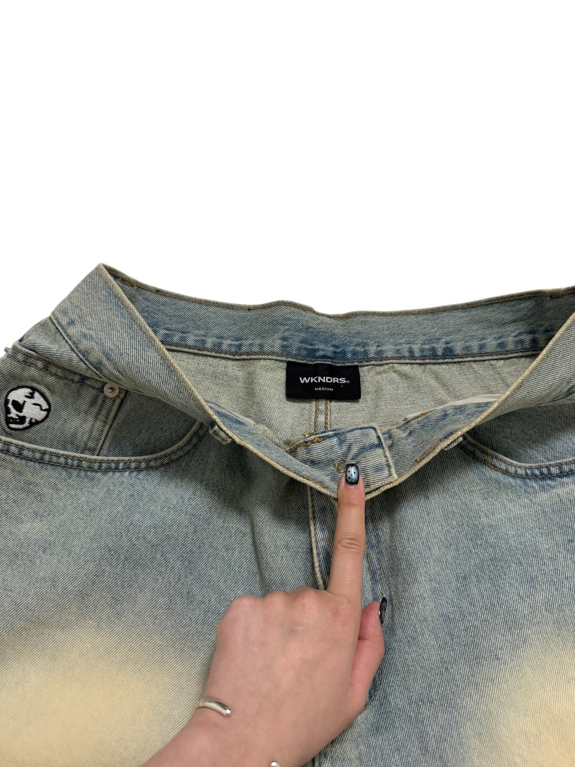 위캔더스 워시드 스컬 데님팬츠 상품이미지7