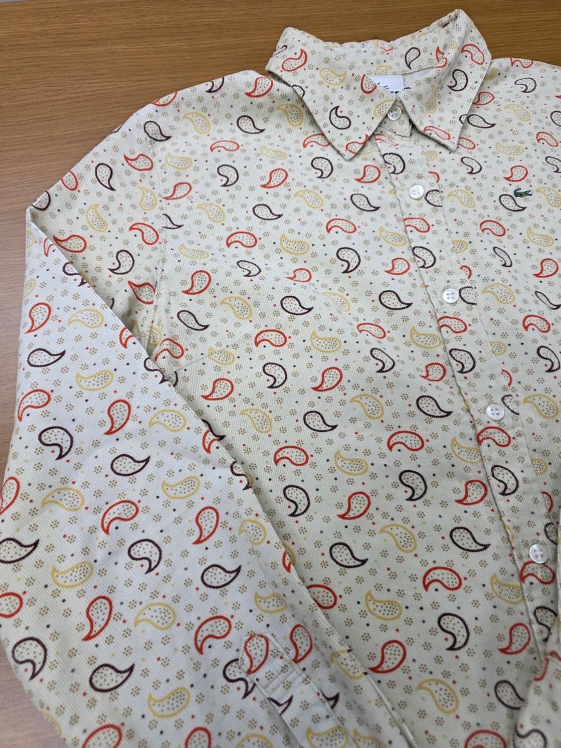 라코스테 페이즐리 패턴 코듀로이 셔츠 L 상품이미지3