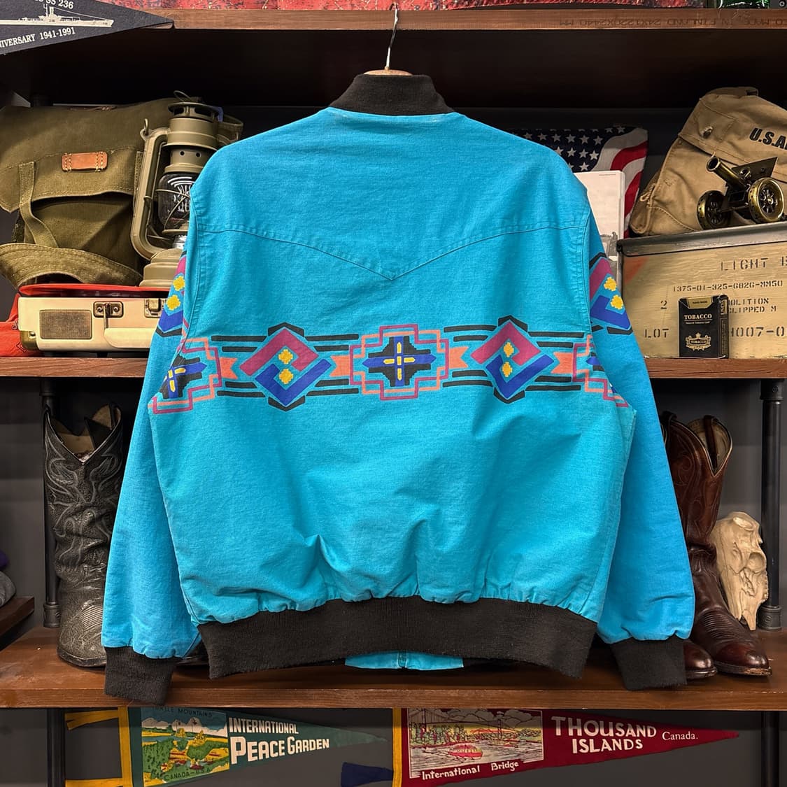 80s 랭글러 아즈텍 모티브 패턴 웨스턴 요크컷 바시티자켓 N326 상품이미지2