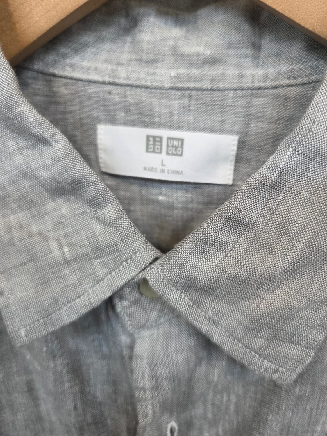 유니클로 린넨 셔츠긴팔 L 그레이  상품이미지4