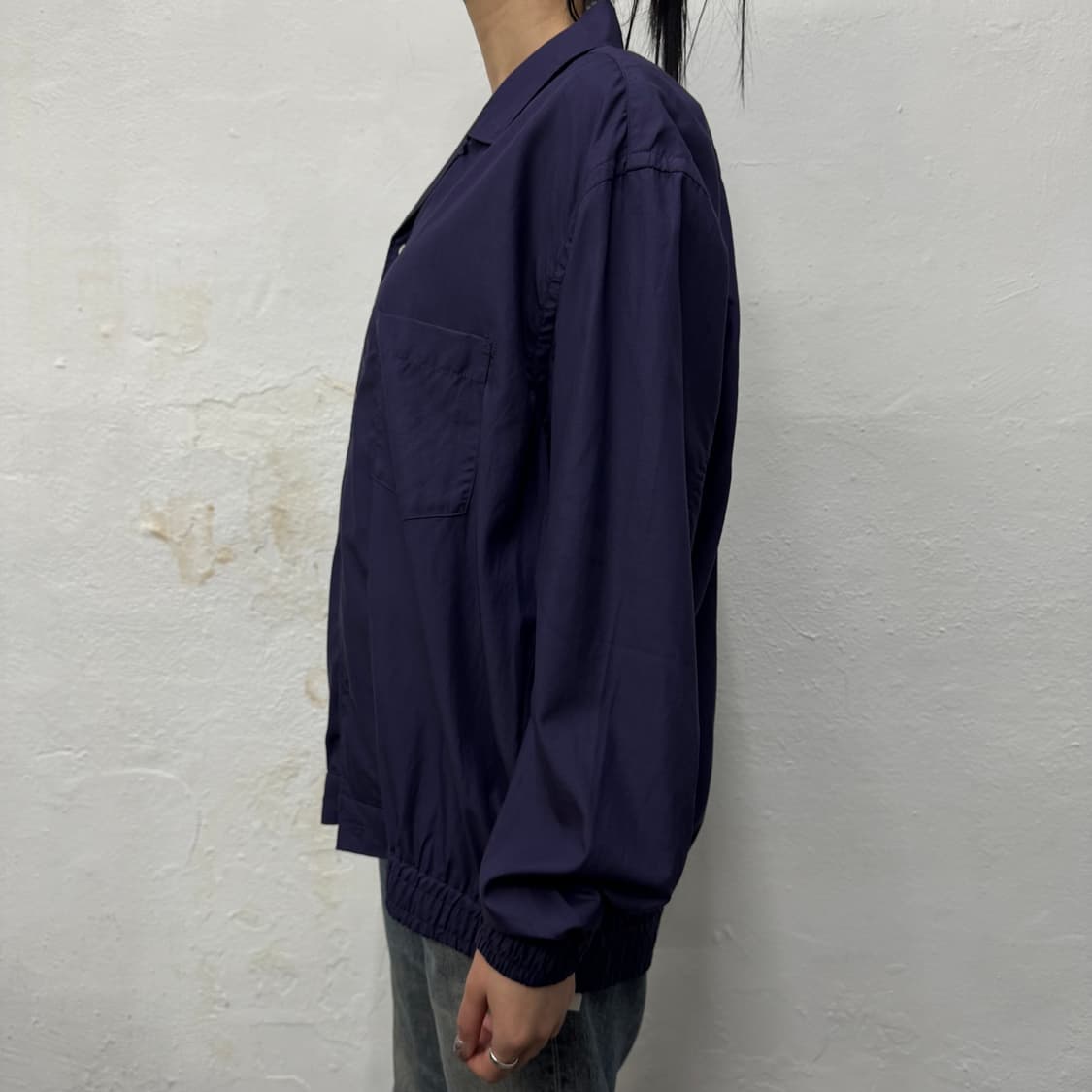 빔즈(BEAMS) 다크퍼플 리오셀 코튼 혼방 오픈칼라 셔츠 블루종 자켓 상품이미지2