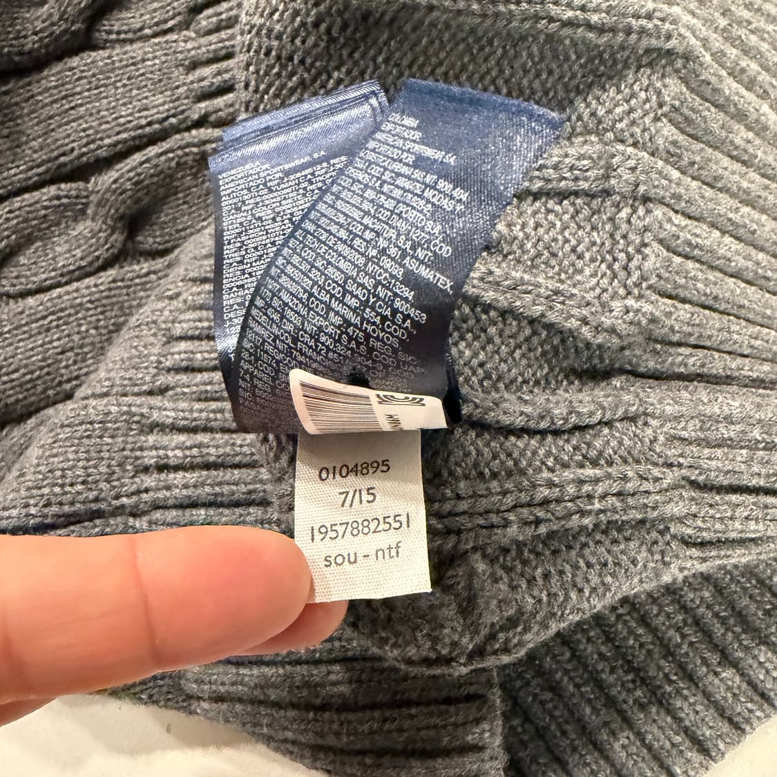 [M] 타미힐피거 케이블 니트 집업 그레이 B687 상품이미지7