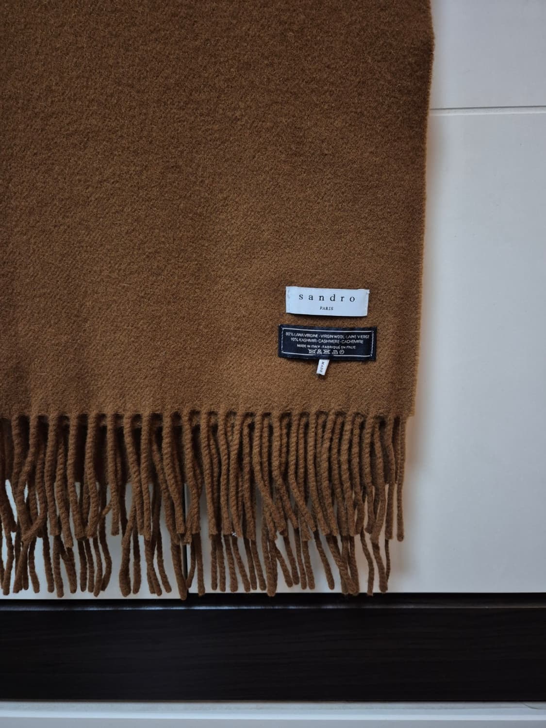 산드로 울캐시미어 카멜 프린지 머플러 목도리 상품이미지2