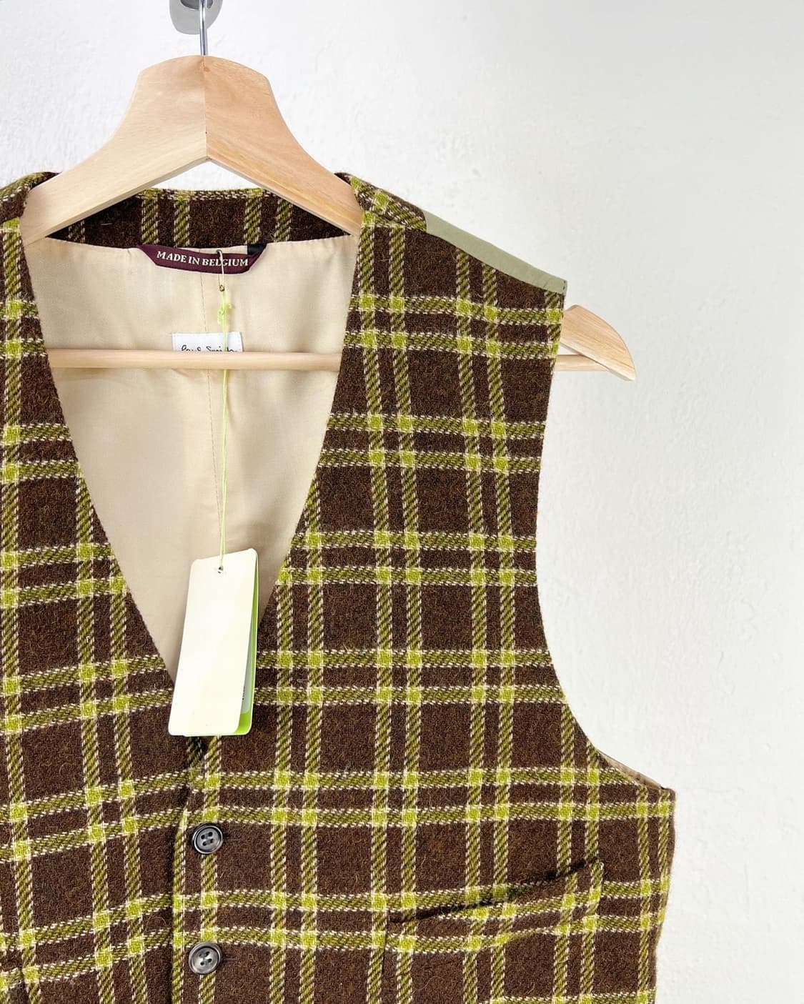 폴 스미스 브라운 체크 울 레이온 베스트 자켓 상품이미지2