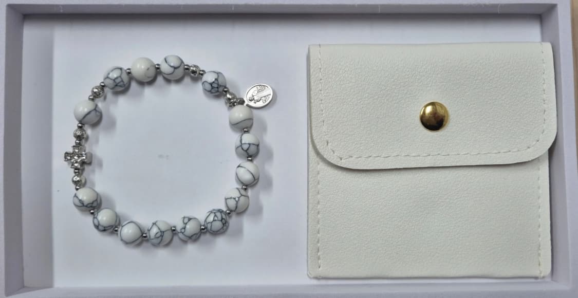 천연 하울라이트 원석 묵주팔찌 (스텐볼)  상품이미지2