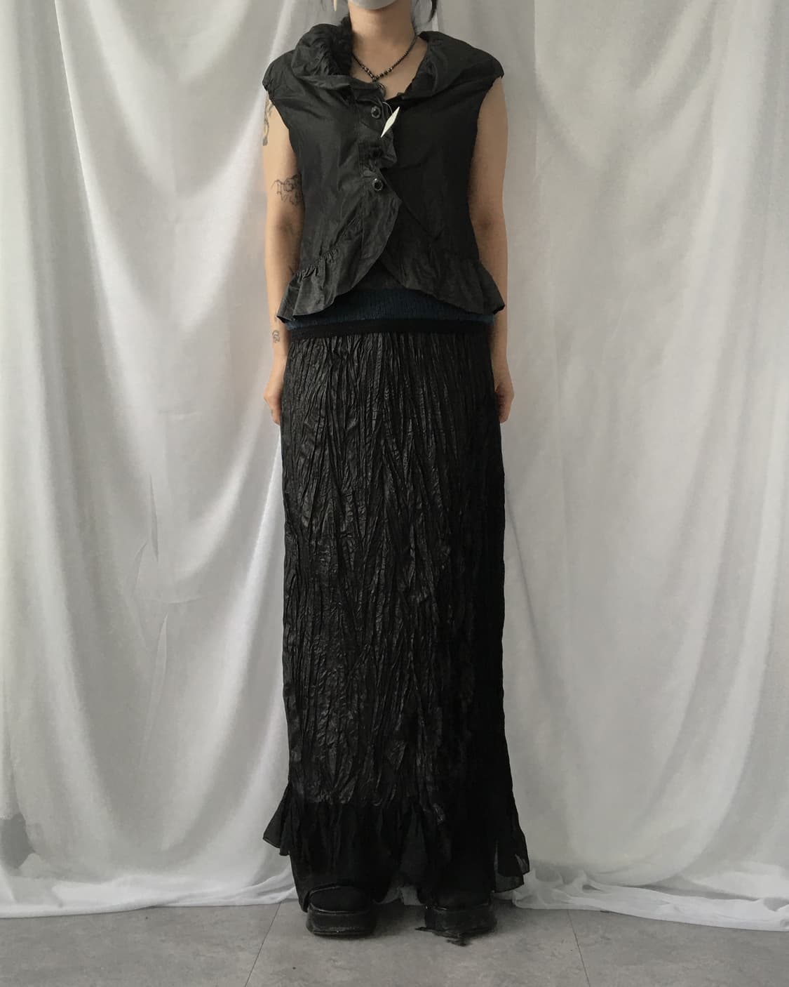Side layer point pleats long skirt 상품이미지6