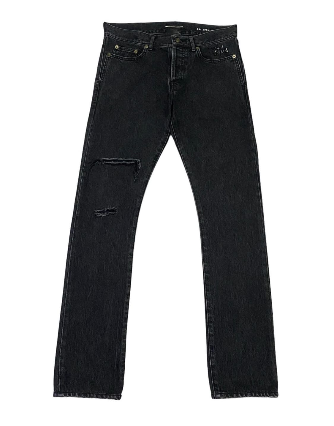 생로랑 디스트로이드 슬림핏 데님 블랙진 상품이미지2