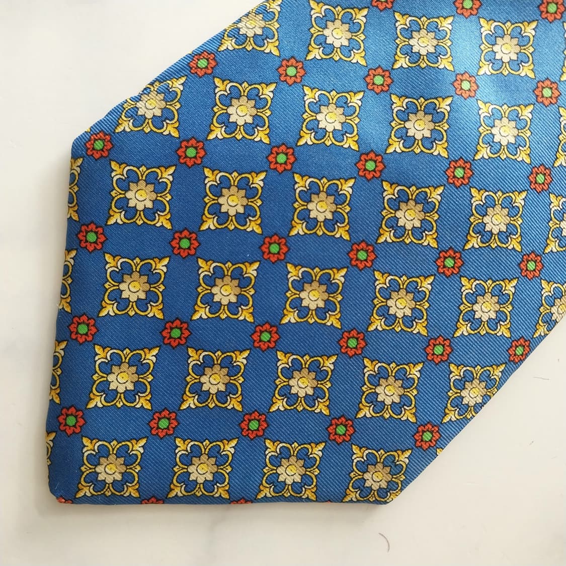 니나리치 실크 블루 모자이크 패턴 넥타이 10.2cm A+등급 K1302 상품이미지9