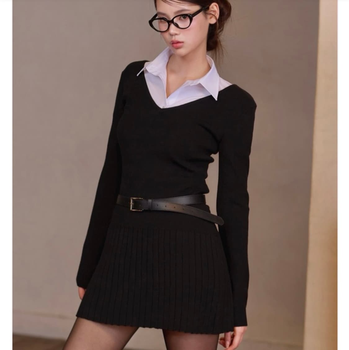 kindame 카인다미 핑크 니트 플리츠 원피스 상품이미지5