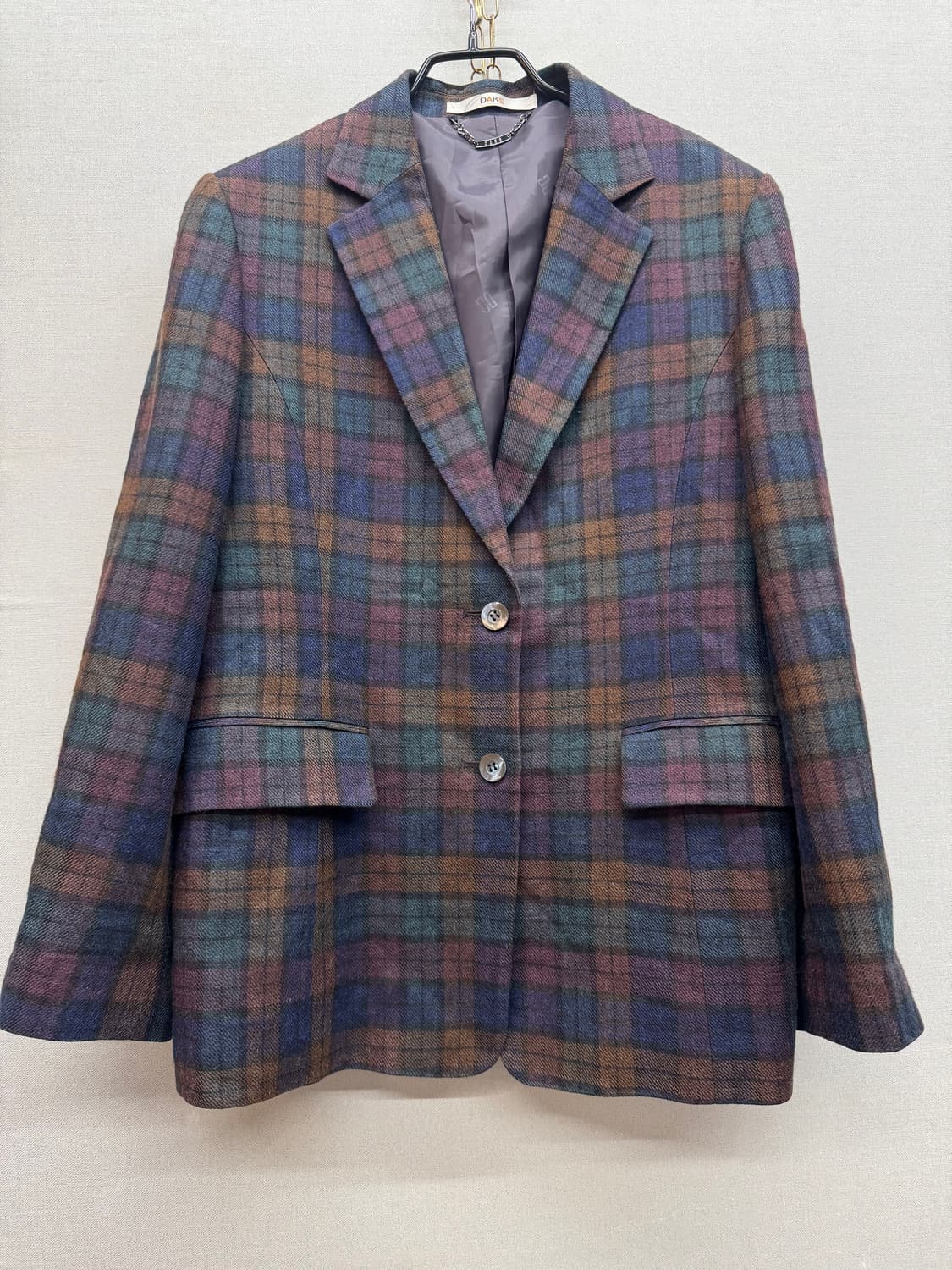 닥스x로버트 콜라보 노블 실크/마혼방 체크 자켓 95(M) 상품이미지1