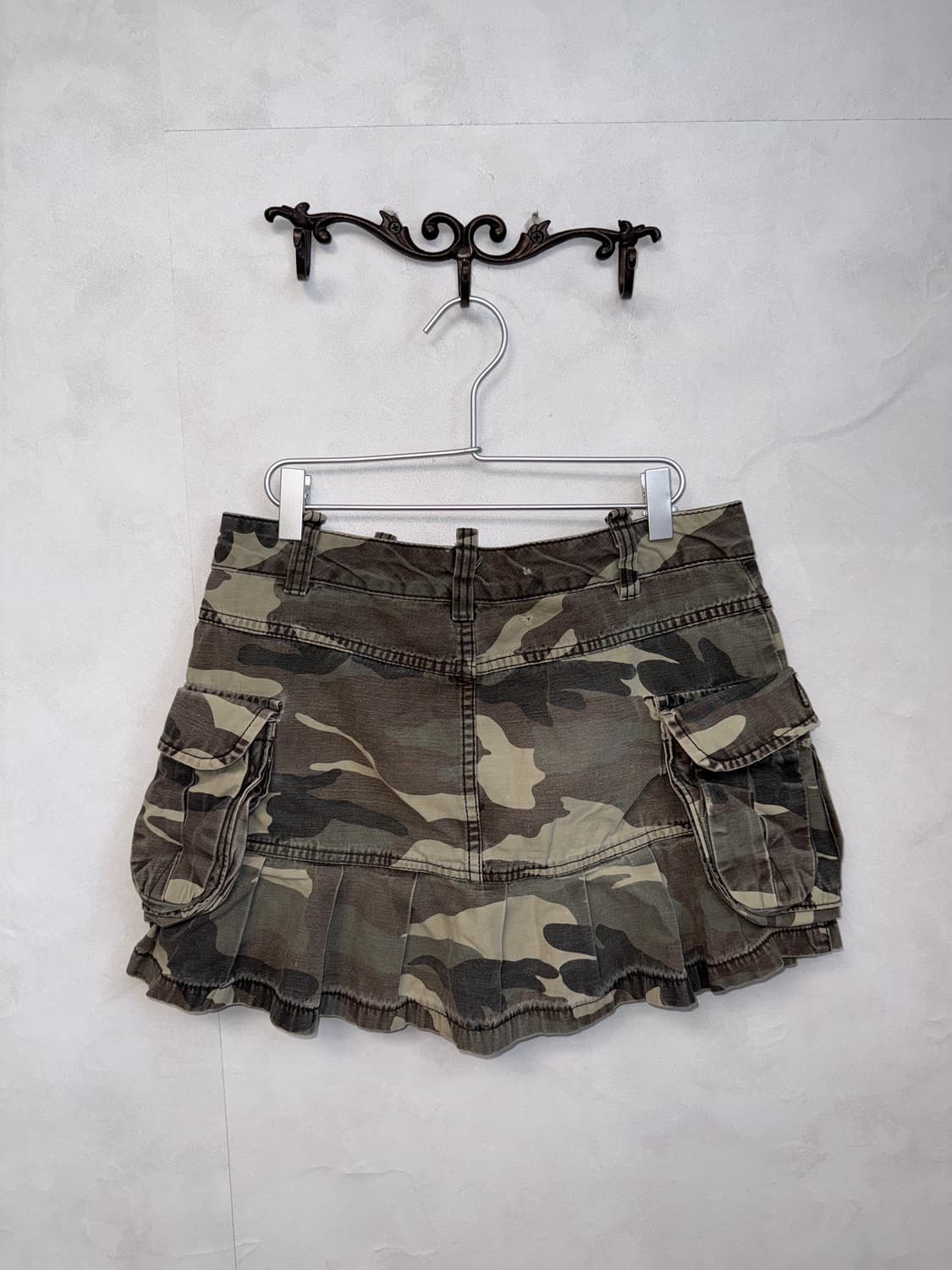Ash khaki camouflage pleats cargo skirt  상품이미지3