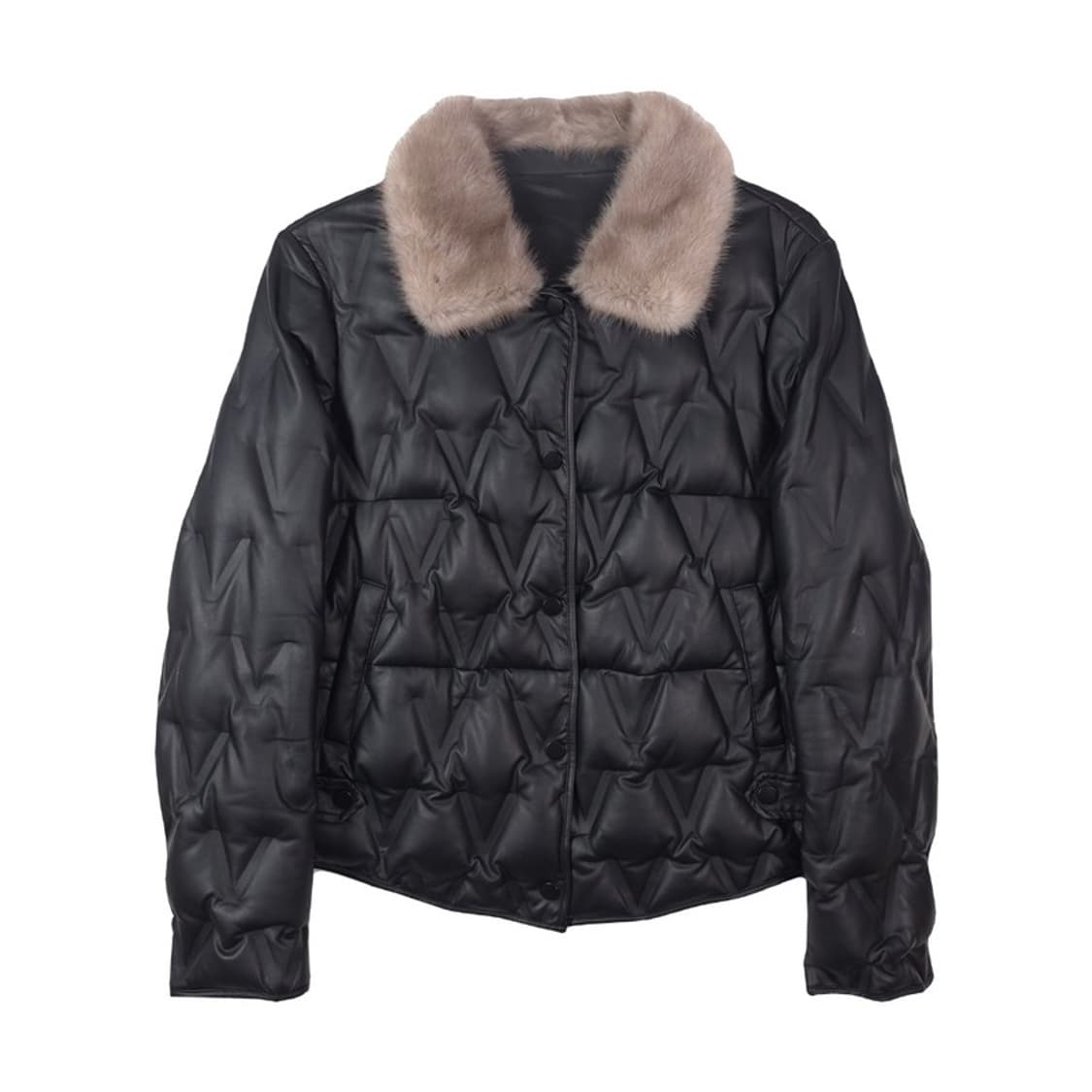 데스틸 밍크 퍼 카라 레더 덕다운 패딩 점퍼 55 상품이미지1