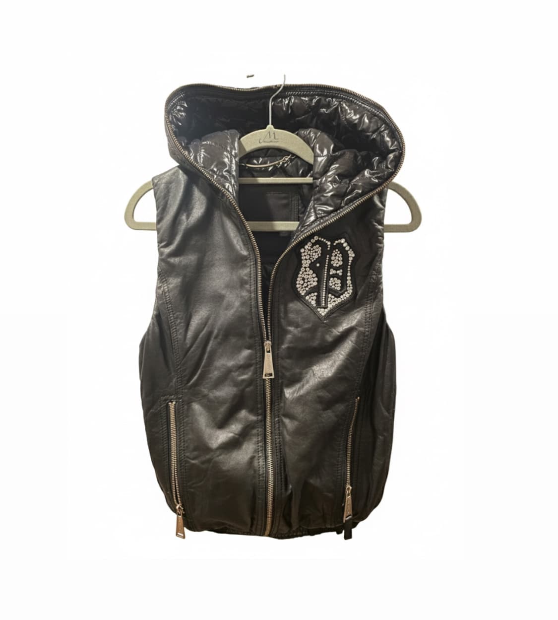 필립플레인 블랙 스컬 레더 패딩 조끼 XS 상품이미지1