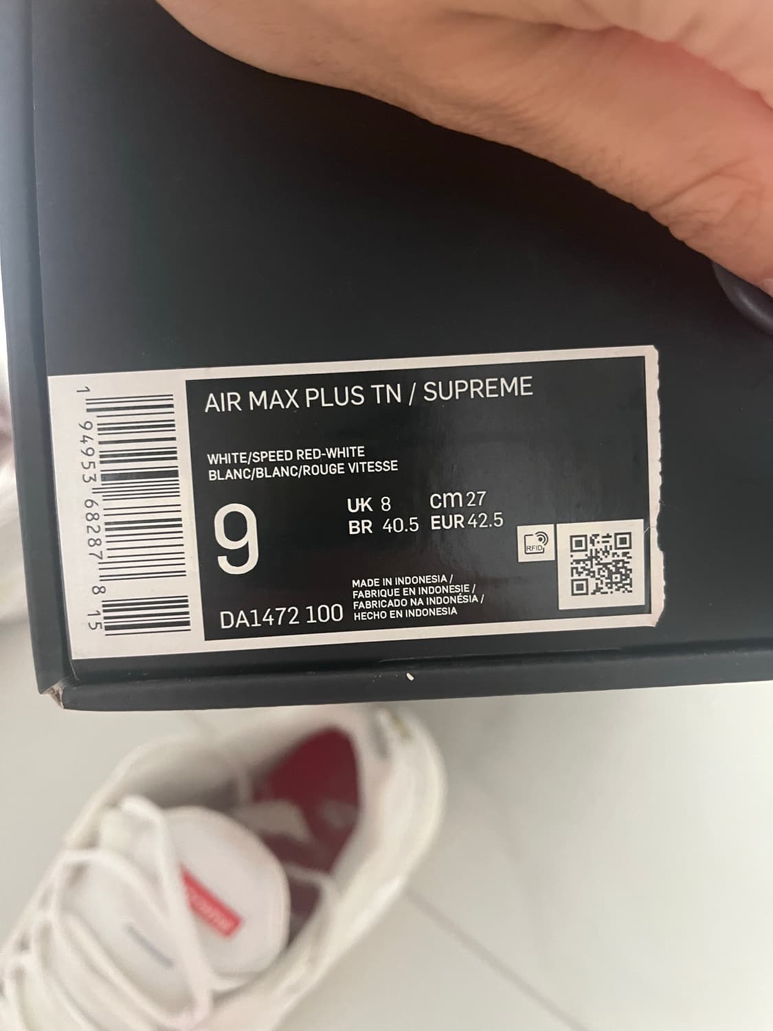 나이키 슈프림 에어맥스플러스 화이트 (270) 상품이미지2