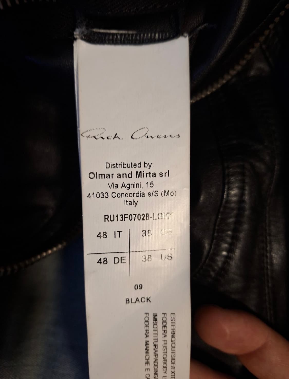 13FW 릭오웬스 몰리노 레더 자켓 48 사이즈 상품이미지4