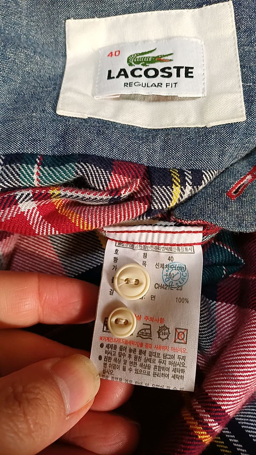 라코스테 모직체크남방 100 가슴59 기장79 상품이미지5