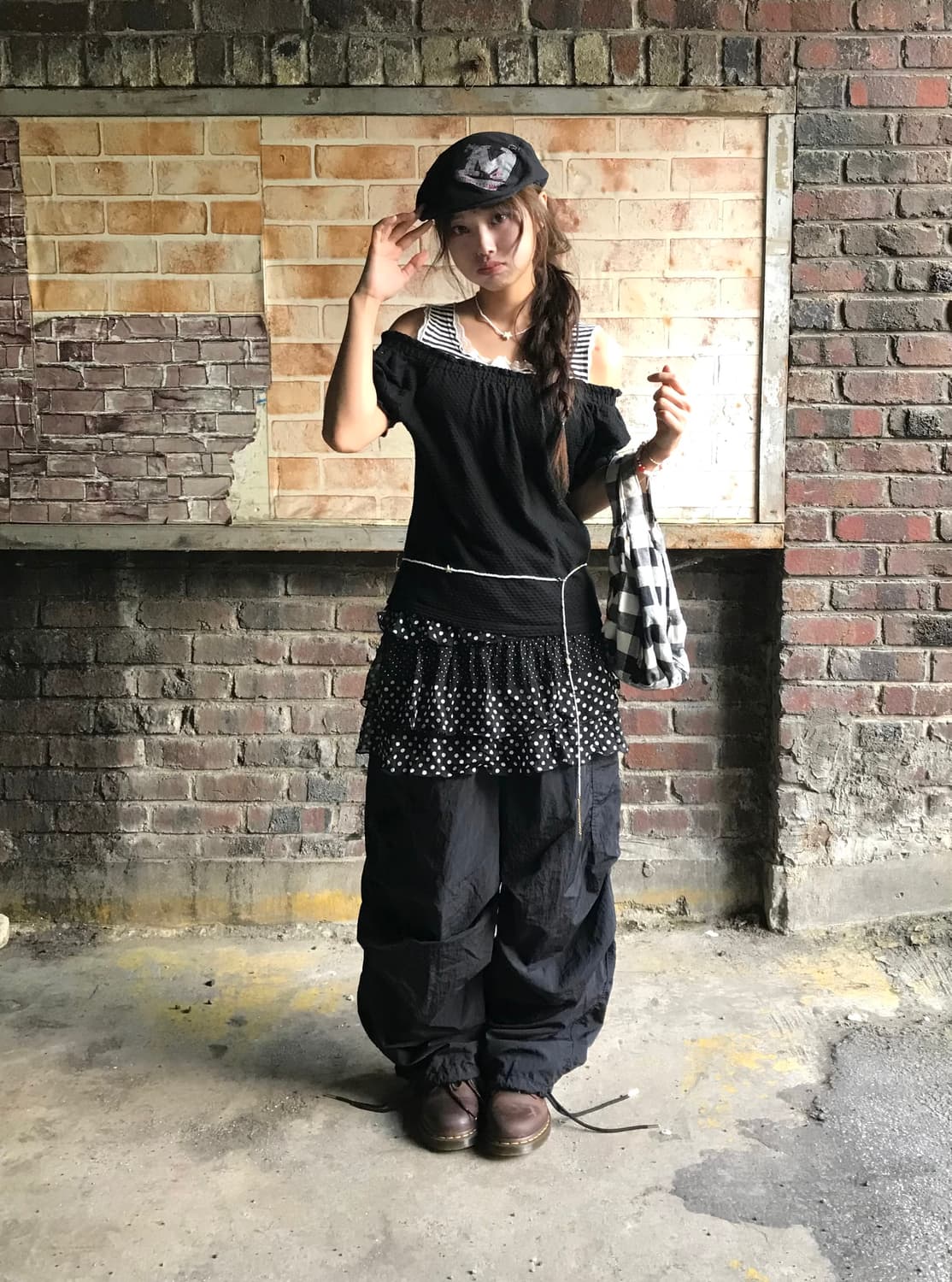 캐주얼 데일리 블랙 도트 모리걸 니혼진 코디세트 상품이미지2