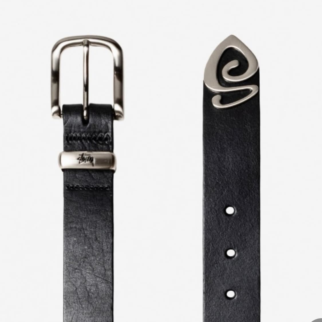 [L/XL] 스투시 메탈 S 팁 벨트 블랙 상품이미지1